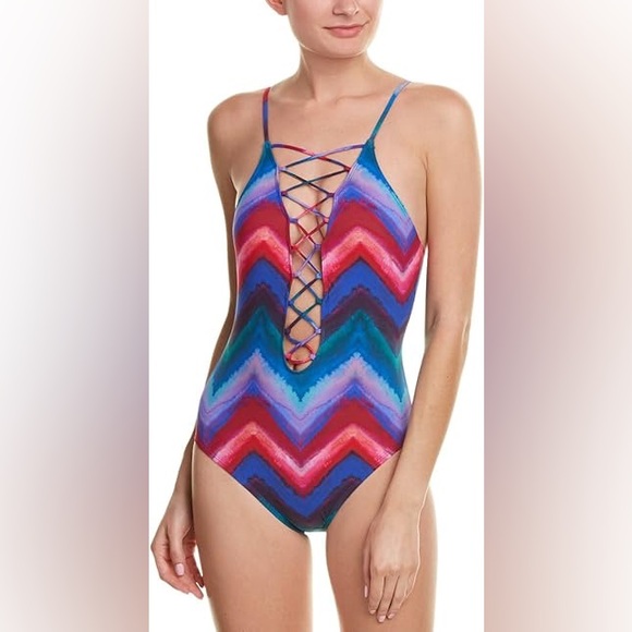 La Blanca Hidden Gem Tummy-Control Lace-Up One-Piece Swimsuit - Picture 2 of 10
